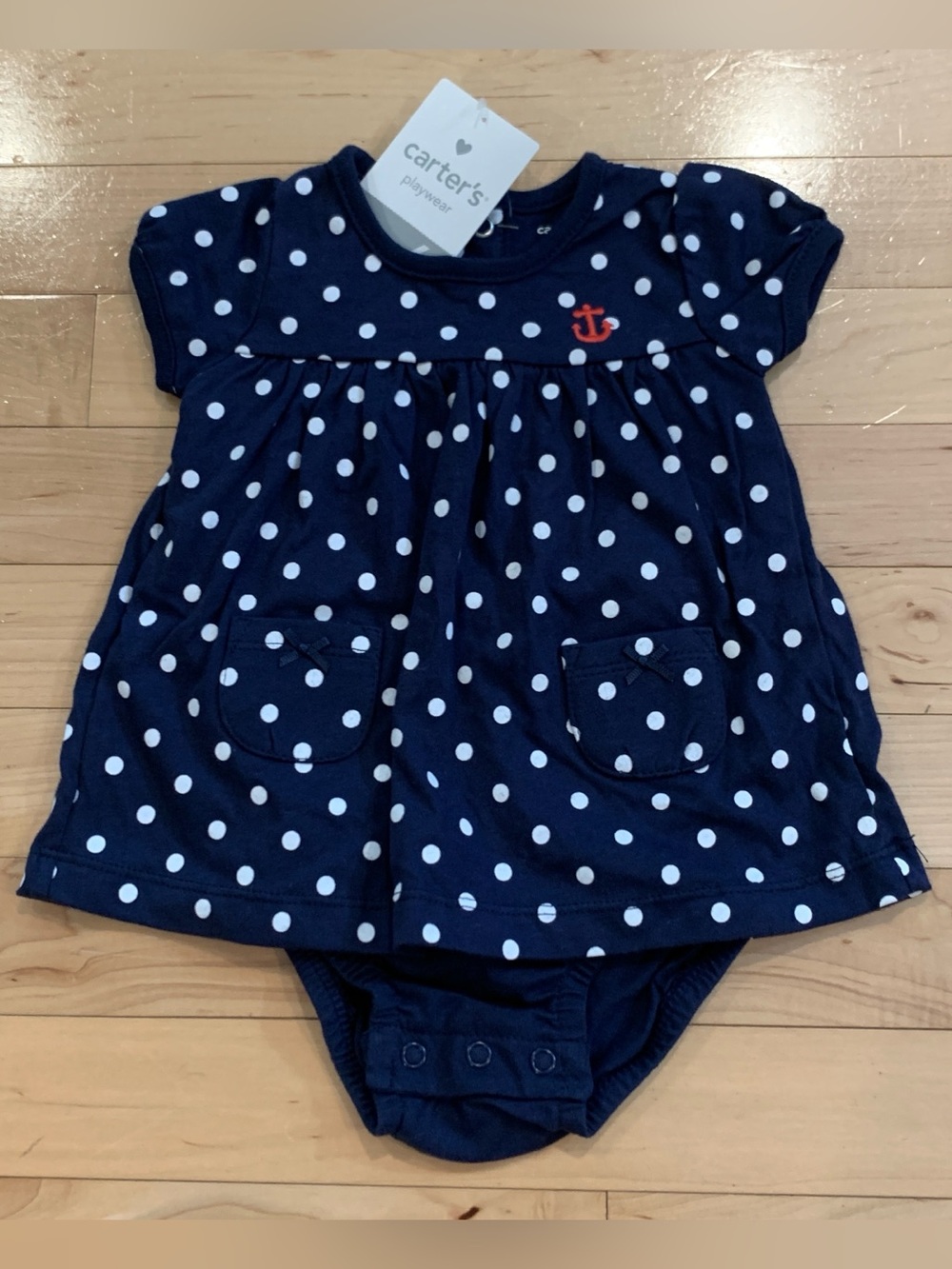 New! Carter's Navy Blue Polka Dot Dress Bodysuit Size 6 Months